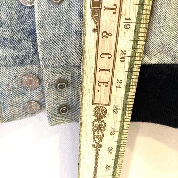 LEVI'S Premium Denim Bomber Blue/Red/White Jacket Snap Up Womens Small RARE 90s - Picture 11 of 16